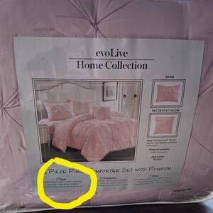 Pink Comforter Set with Pompom